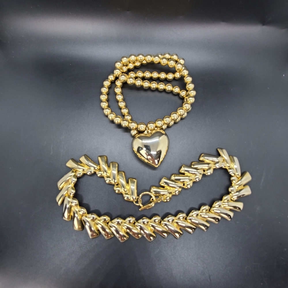 Necklace 2 Piece Bundle. Gold-tone. Costume, Lightweight.
